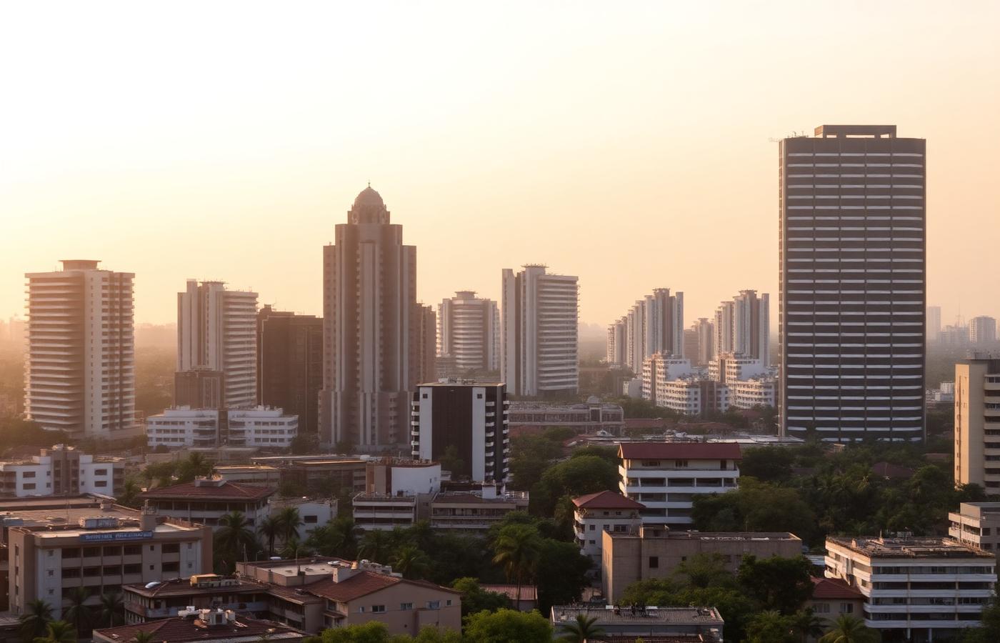 Chennai skyline at golden hour